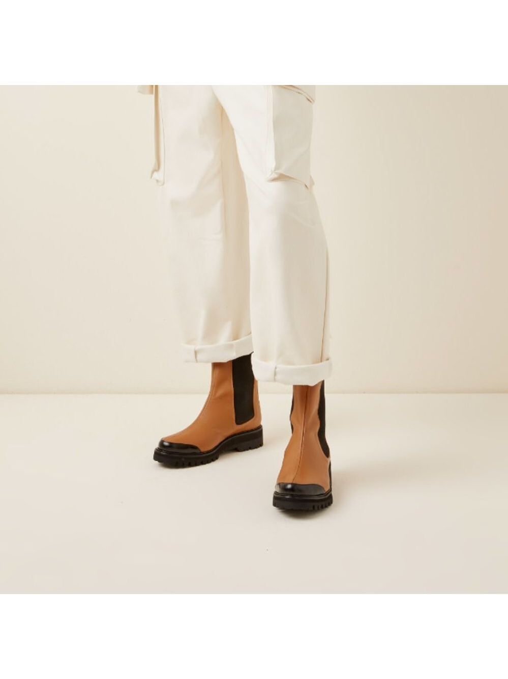 Flattered Sally Rubber-Trimmed Leather Boots